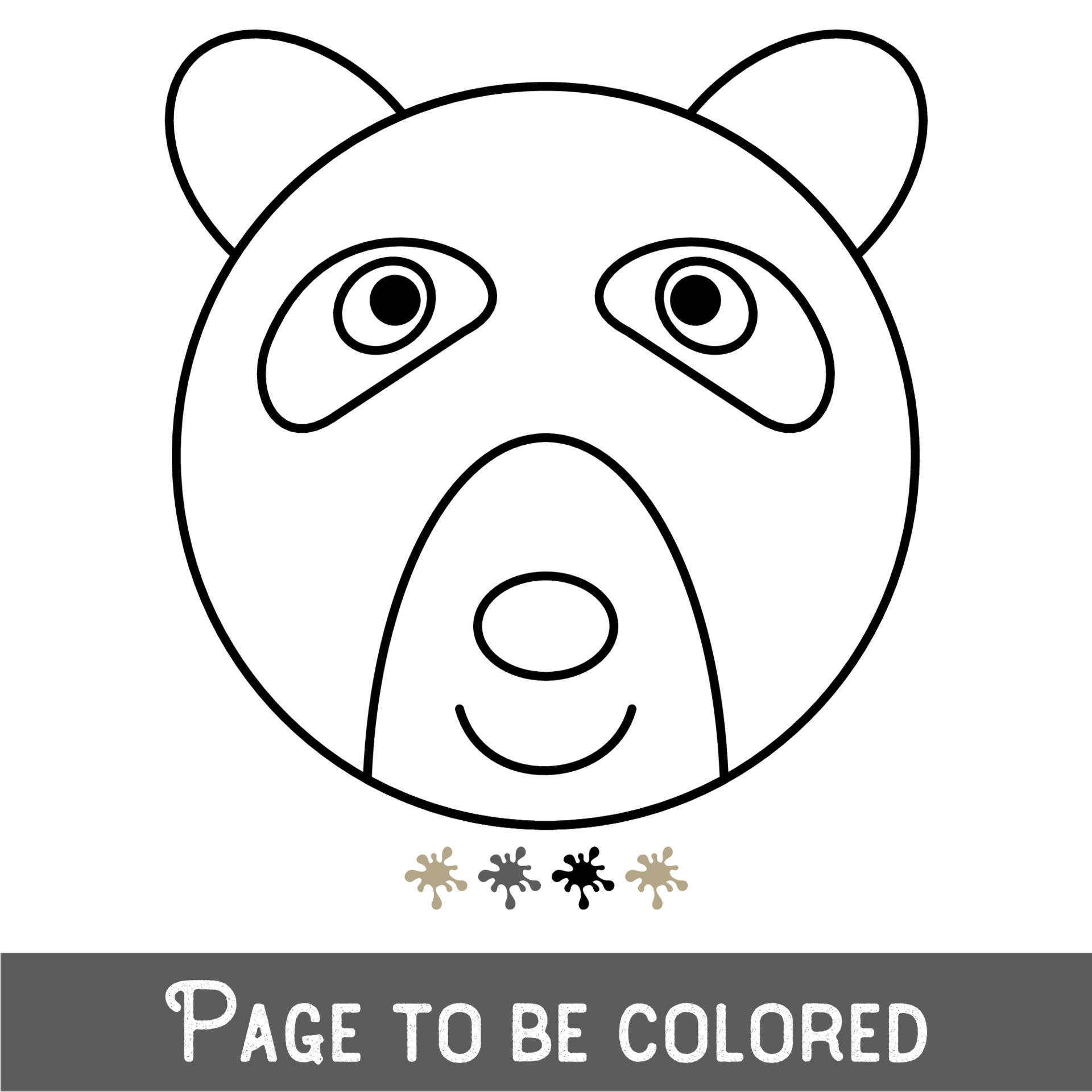 cara de urso engraçado para ser colorido, o livro de colorir para